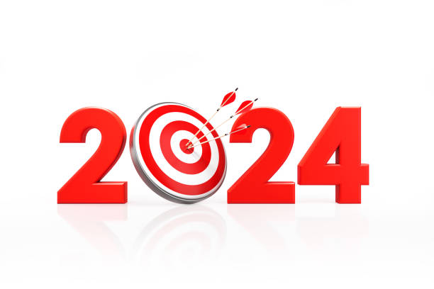 istock 2024 and Bulls Eye Target on White Background 1746586213