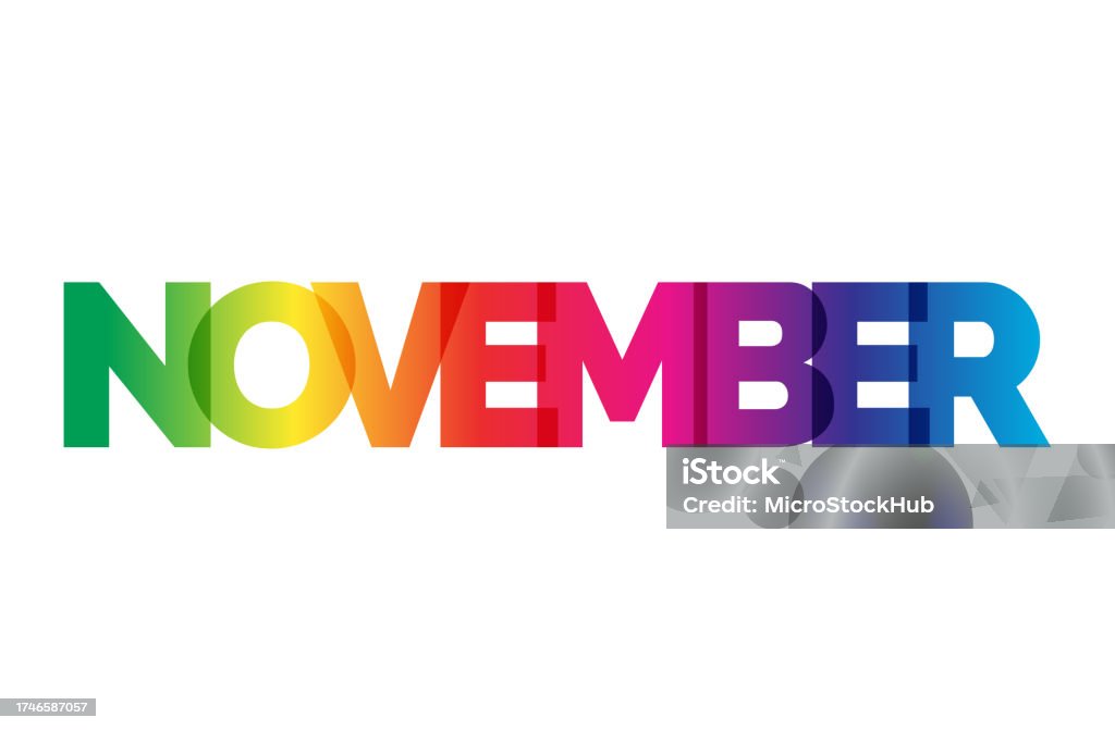 Word November Color November Word On White Background Stock Illustration - Download Image ...
