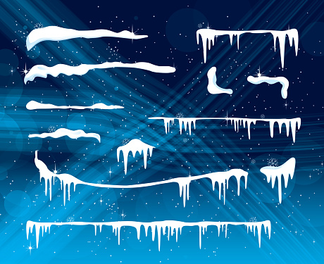 A vector illustration to show 12 set icecaps in a snow backgrounds