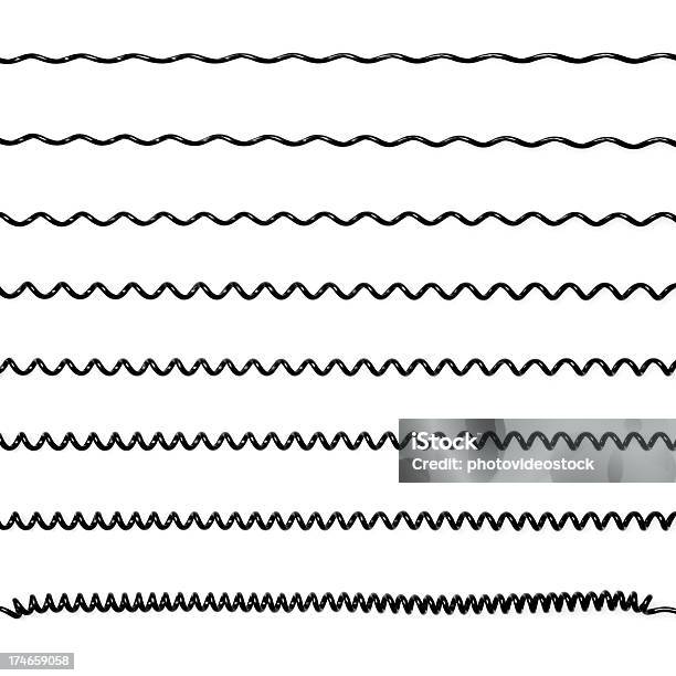 Photo libre de droit de Étiré Téléphone Câbles banque d'images et plus d'images libres de droit de Cordon du téléphone - Cordon du téléphone, Ligne téléphonique, Spirale