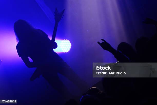 Guitarist Silhouette On Stage Stock Photo - Download Image Now - Rock Group, In Silhouette, Metal