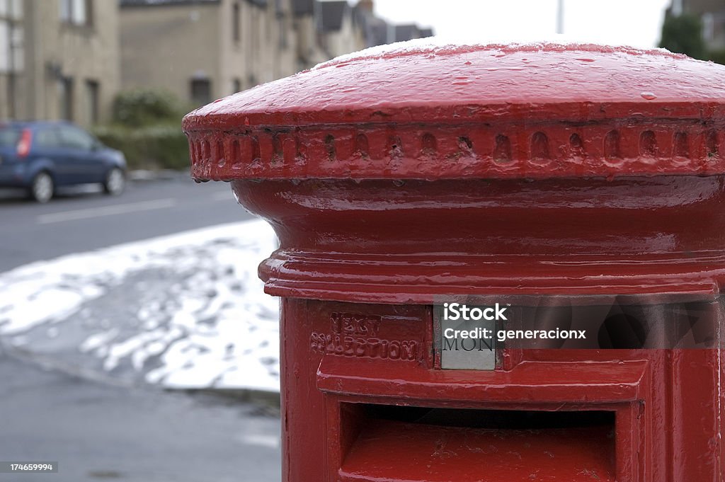 Post Box British Post Box on a Cold Day British Culture Stock Photo