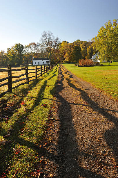 istock Country Road and Fence Shadow 174660065