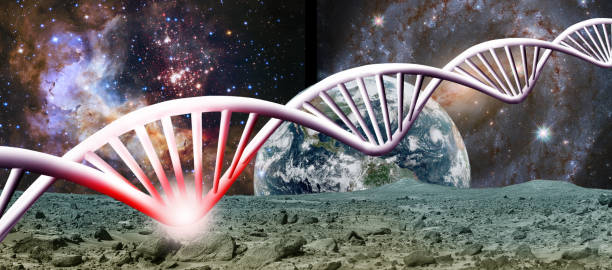 istock image of a DNA helix with a problem area marked in red against the backdrop of a cosmic landscap 1746610921