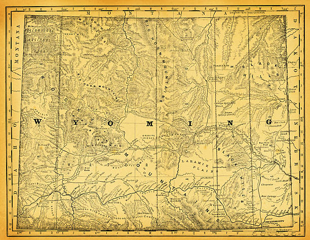 미국 표시맵 및 일러스트/독립국 와이오밍에 - wyoming state stock illustrations