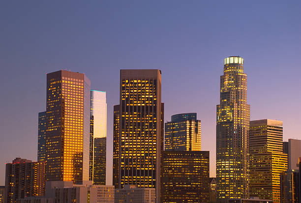istock Los Angeles skyscrapers at dusk 174661331