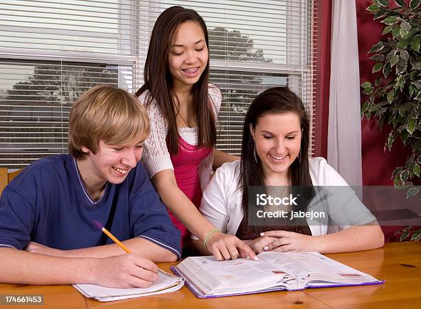 Adolescentes Estudiando Foto de stock y más banco de imágenes de 14-15 años - 14-15 años, Adolescencia, Adolescente