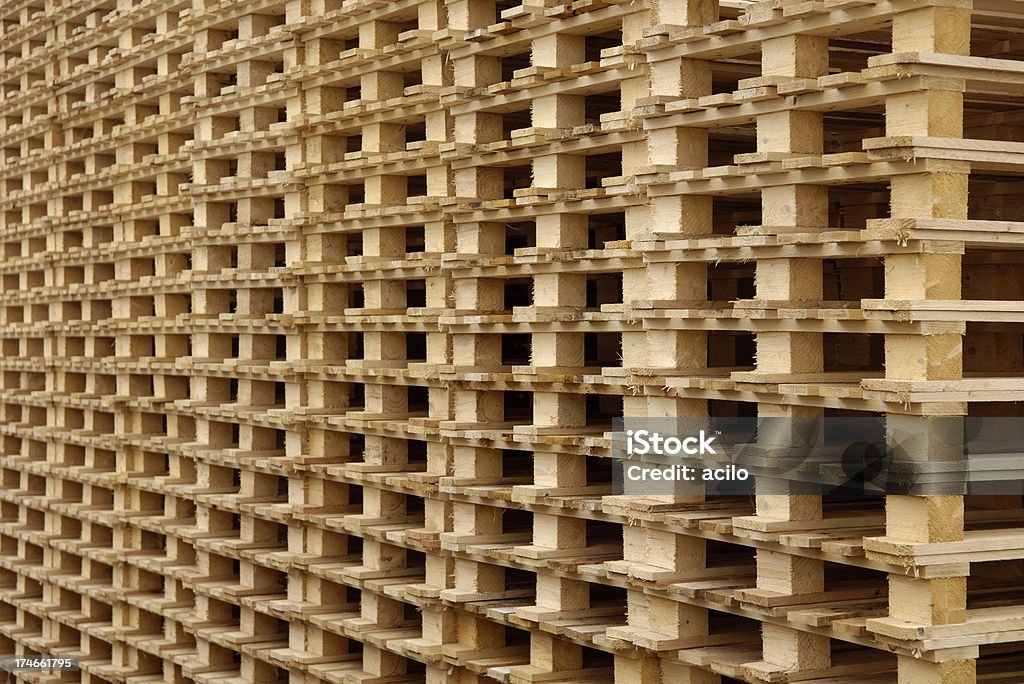 Stacked wooden pallets Stacked wooden shipping pallets. New Stock Photo