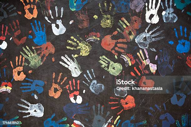 Colorful Handprints Stock Photo - Download Image Now - Human Rights, Child, Equality