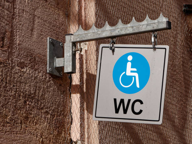 toilet sign for people with disabilities stock photo