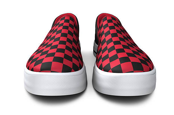 A Pair of Red and Black Checkered Slip-On Shoes.Clipping Path is included.The Slip-On Shoe Series: