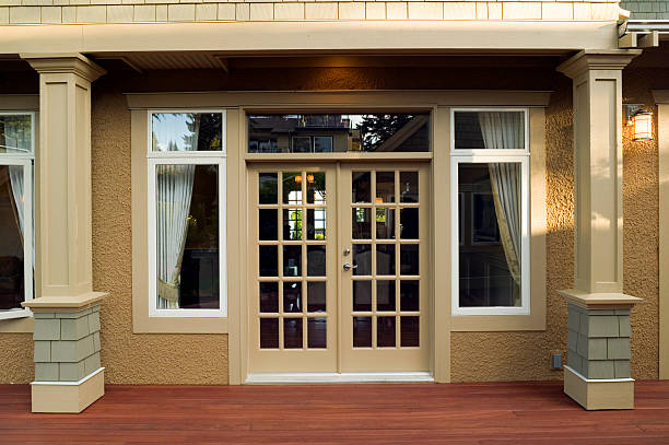 patio entrance home exterior doorway entry house deck moulding door jamb wood stock pictures, royalty-free photos & images