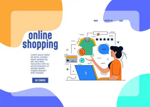 Vector illustration of Online shopping. Internet market, mobile application, shopping. illustration. E-commerce concept.