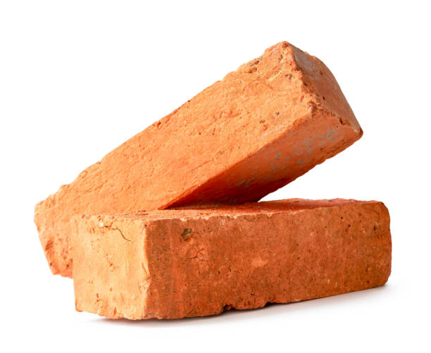 istock Cracked old red or orange bricks in stack isolated on white background with clipping path 1746631746
