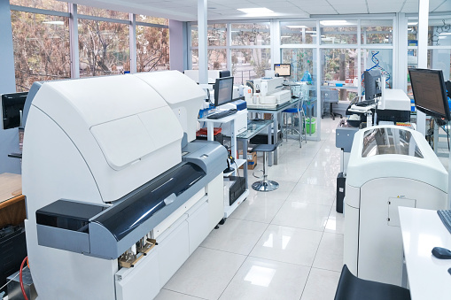 Machineries and computers at science laboratory