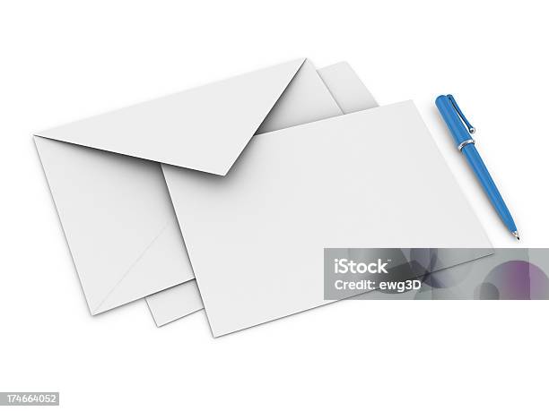 Koperta List I Długopis - zdjęcia stockowe i więcej obrazów Abstrakcja - Abstrakcja, Białe tło, Biały