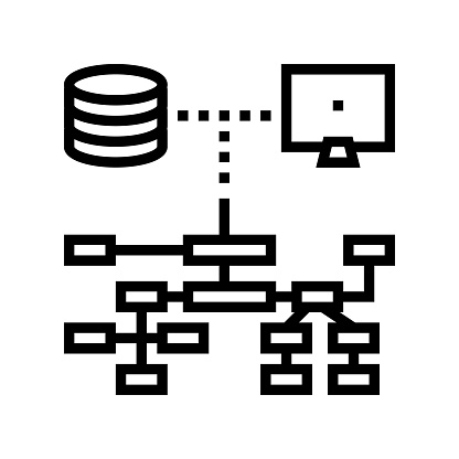 relational database line icon vector. relational database sign. isolated contour symbol black illustration