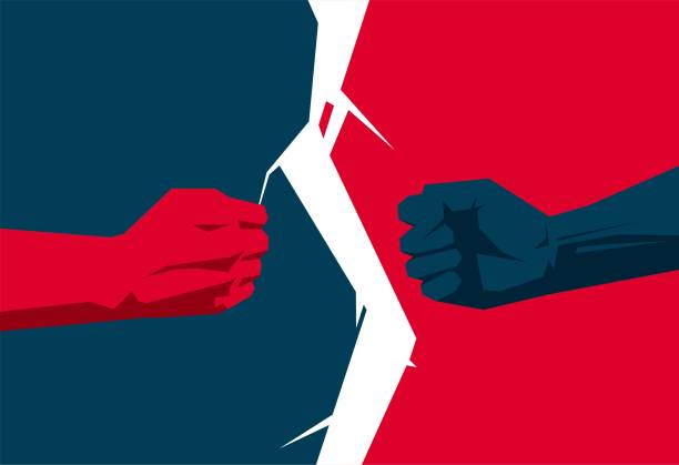 confrontation This is a set of commercial illustrations, easy to modify, infinitely magnified conflict stock illustrations