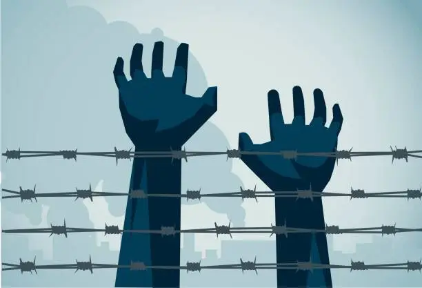 Vector illustration of Want to be free hands