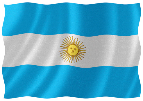 Flag of argentine waving with highly detailed textile texture pattern
