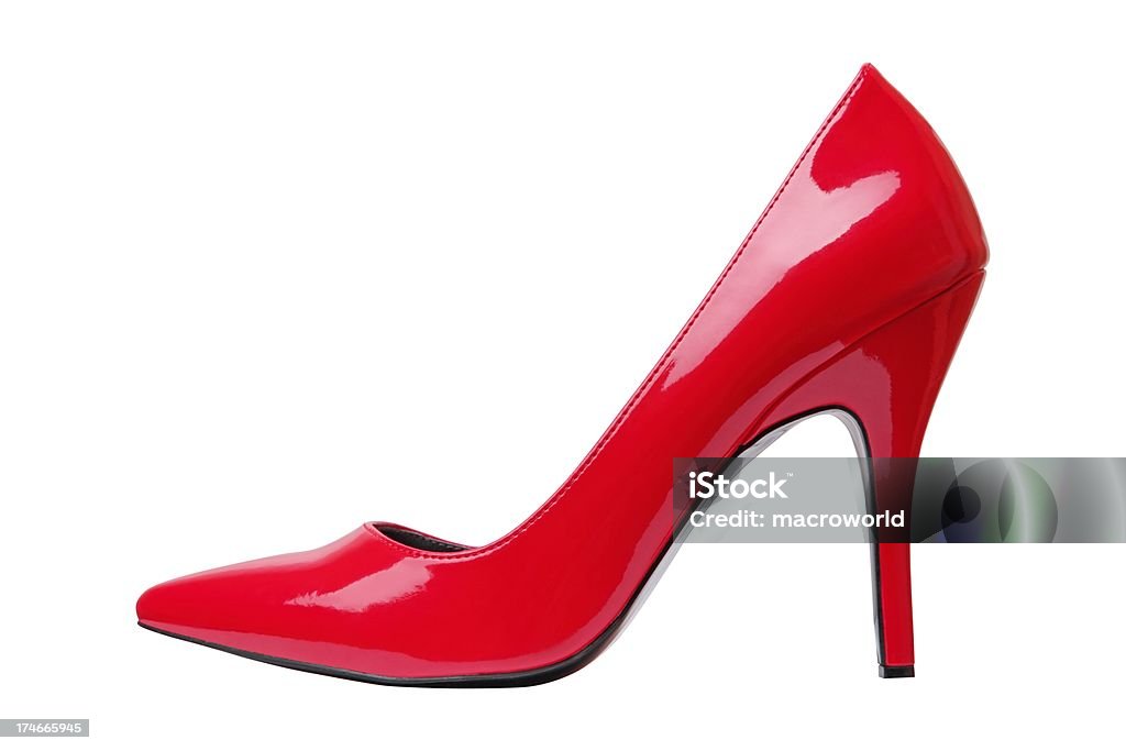 Red elegante Schuh isoliert auf weiss XXXL - Lizenzfrei Hoher Absatz Stock-Foto