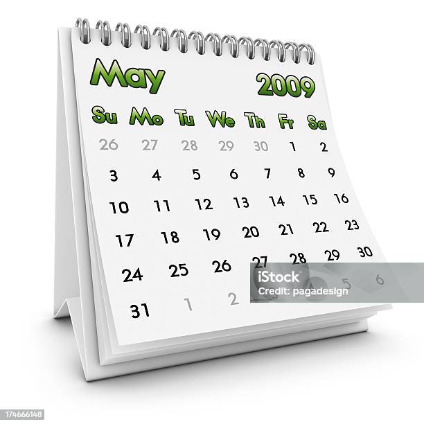 Calendario De Escritorio De Mayo De 2009 Foto de stock y más banco de imágenes de 2009 - 2009, Artículo de papelería, Blanco - Color