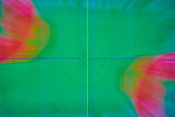 Image of Abstract green background with horizontal blue line and vertical white line with blurred colors