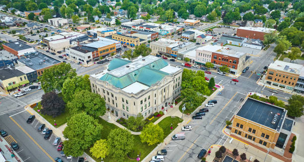 istock Aerial Auburn Indiana with focus on downtown courthouse 1746663338