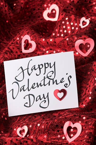istock Happy Valentine's Day Greeting Message on Sparkly Red 174666424