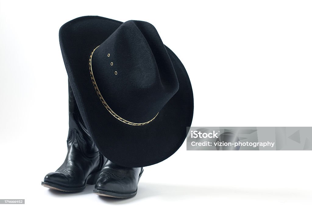 Kowbojskie buty i kapelusz - Zbiór zdjęć royalty-free (Kapelusz)