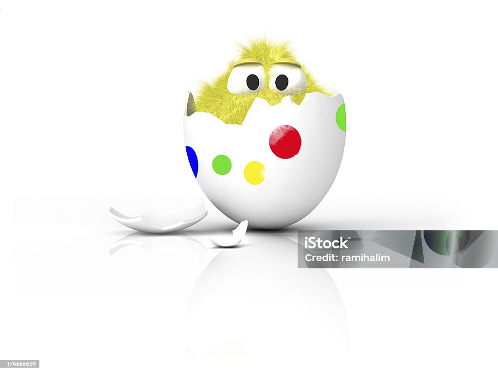 easter egg hatched chick peaking out of easter egg Easter Egg Stock Photo