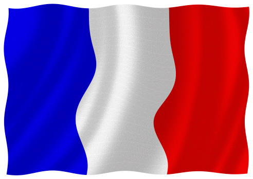 Flag of france waving with highly detailed textile texture pattern