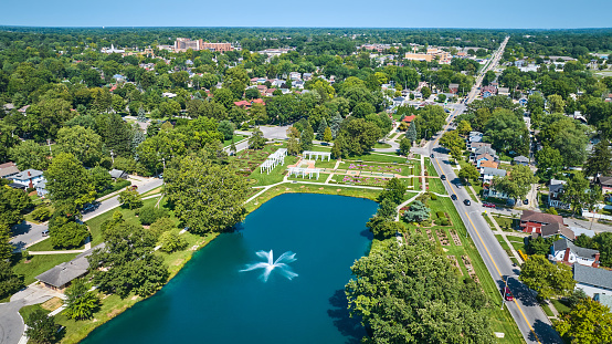 Aerial View of the Chicago Suburb of Royal Oak in Summer