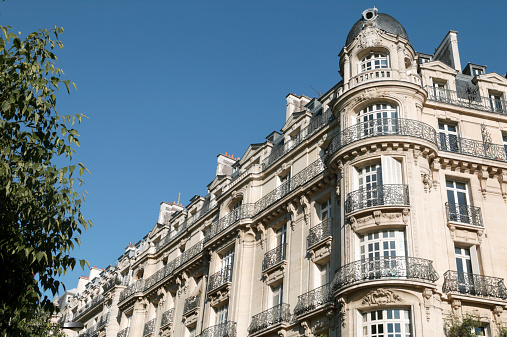 Paris, ancient building rue de Lyon, typical facades and windows