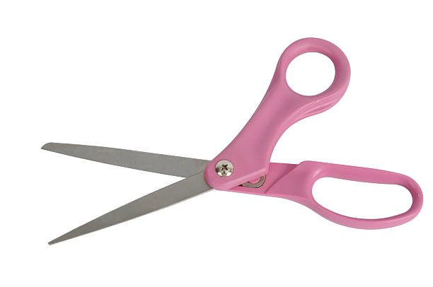 Pink handled Scissors open (path included) stock photo