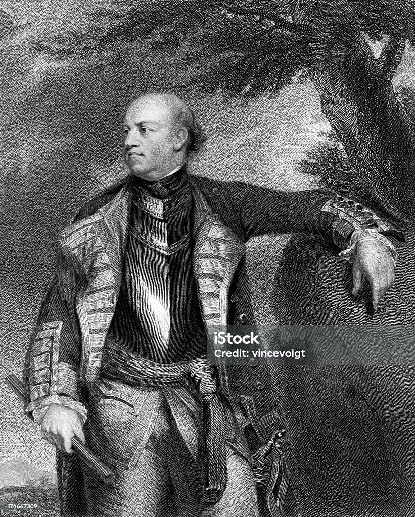 John Manners, Marquess of Granby "General John Manners, Marquess of Granby (1721 aa 1770), was a British soldier most notable for serving in the Seven Years' War. Scan from Lodge's Portraits published in 1835, engraved by H.Robinson after the original painting by Joshua Reynolds. Granby was a popular subject for portraits: Sir Joshua Reynolds and his studio painted him at least 16 times. In these portraits Reynolds shows him hatless and wigless, as Granby wanted to be seen aa as the bald-headed general who really went at it and fought hard among private soldiers." 18th Century Stock Photo