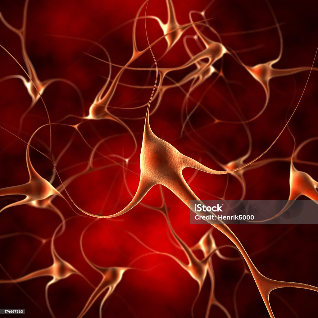 Neuron 細胞 - オレンジ色のロイヤリティフリーストックフォト