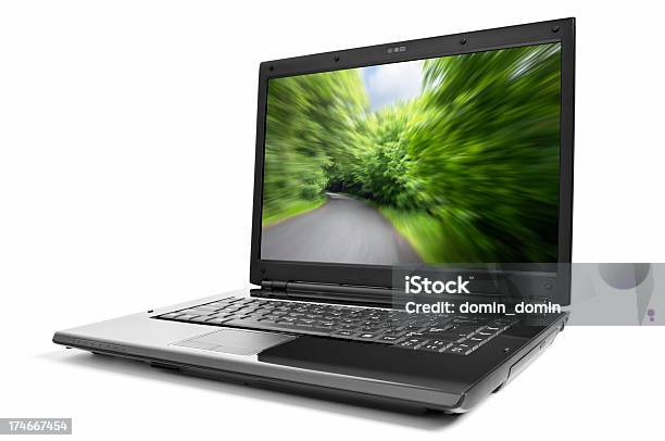 New Modern Design Laptop Isolated On White Stock Photo - Download Image Now - Black Color, Clipping Path, Computer