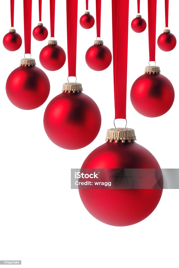 Bolas para árvore de Natal vermelho isolado em branco - Royalty-free Natal Foto de stock
