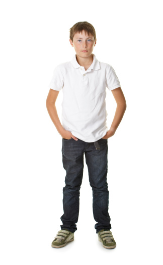 casual young boy isolated on white