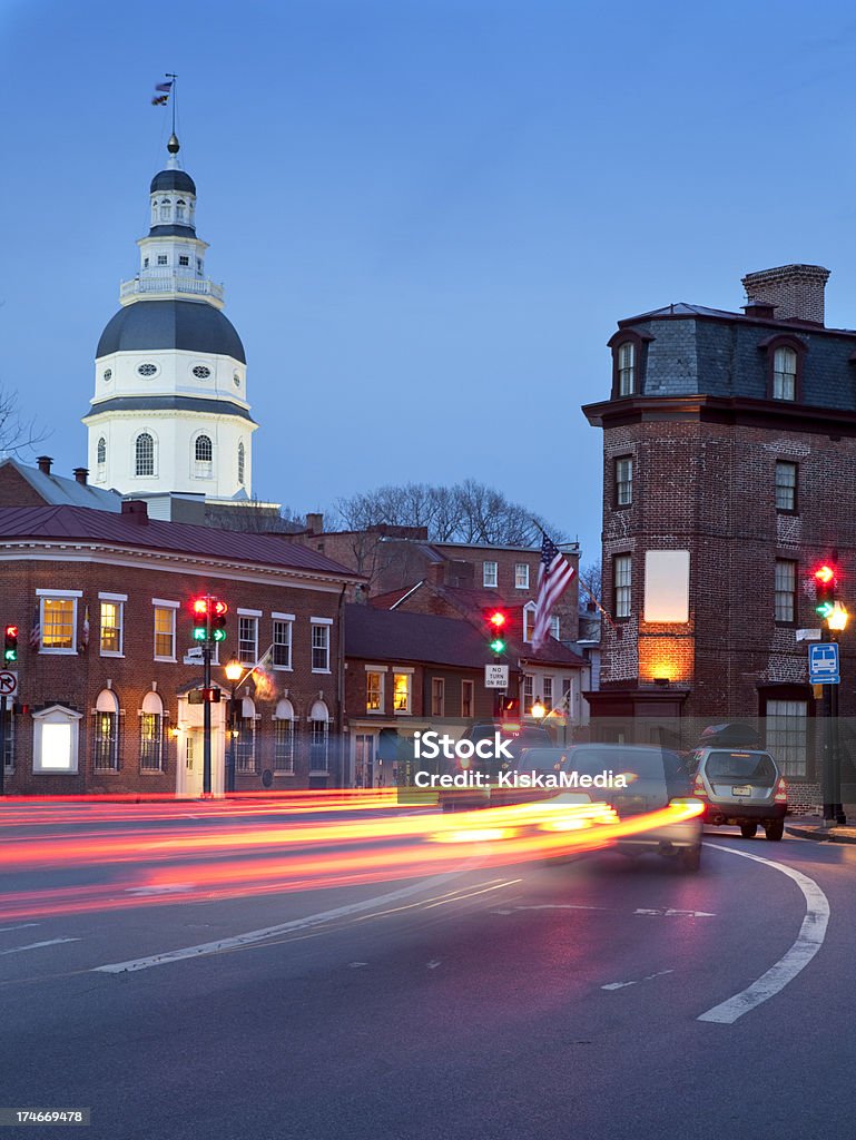 Centro città di Annapolis a notte - Foto stock royalty-free di Ambientazione esterna