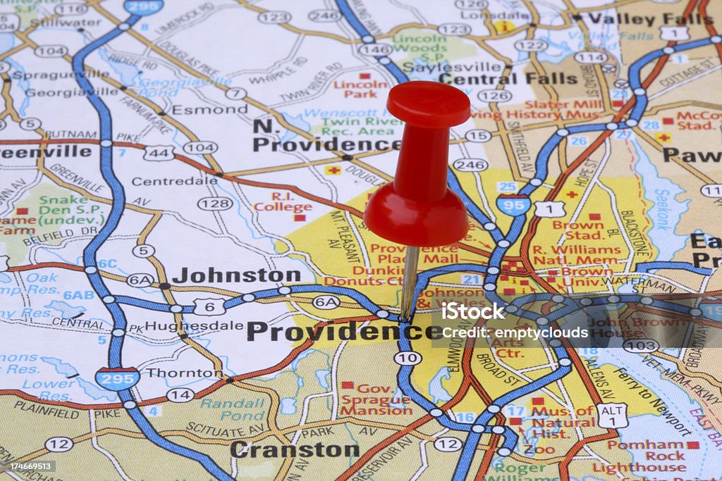 Providence, Rhode Island em um mapa. - Foto de stock de Estrada royalty-free