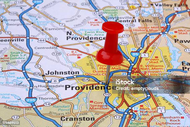 Foto de Providence Rhode Island Em Um Mapa e mais fotos de stock de Estrada - Estrada, Mapa, Tachinha