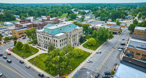 istock Corner view Auburn courthouse with downtown buildings aerial 1746697906