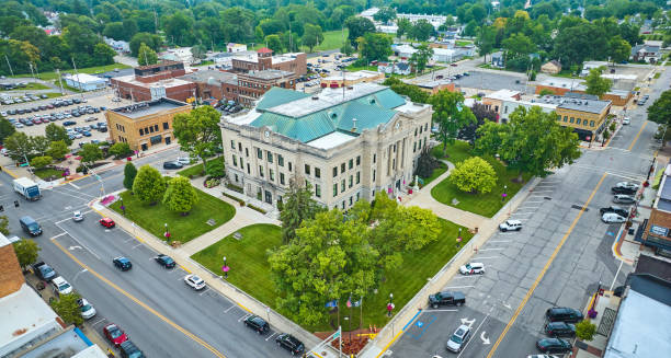 istock Downtown Auburn courthouse aerial view with city buildings 1746699636
