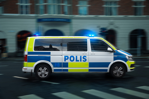 Police car runs urgently in Sweden