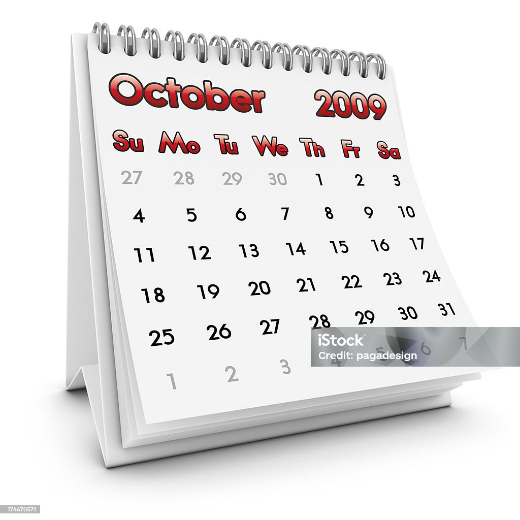 Ecrã calendário de Outubro de 2009 - Royalty-free 2009 Foto de stock