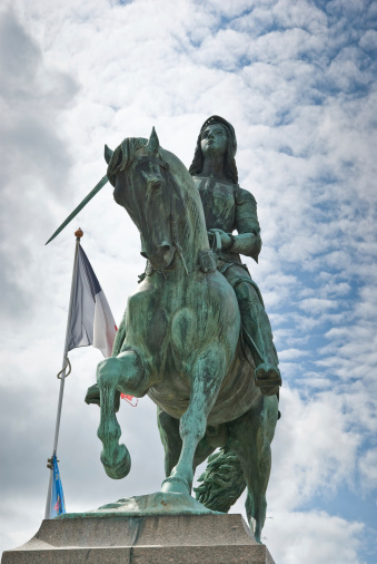 Joan of Arc statue in a public square in Orleans.