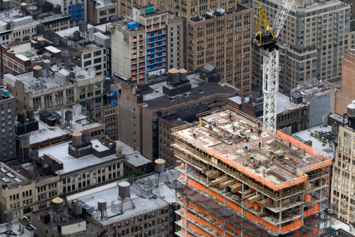 Several skyscrapers under construction in New York city (Manhattan) (XXXL)