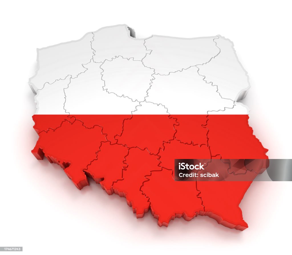 Mapa de Polonia - Foto de stock de Bandera polaca libre de derechos